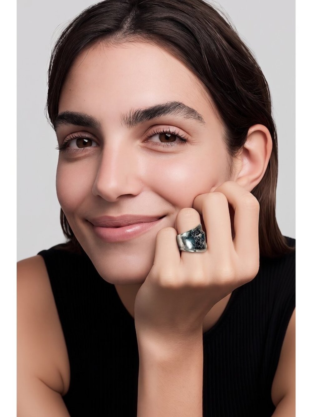 Oneida Reliance Plate Spoon Ring | Aquamarine Stone | Size 8 | Alma Antigua - Picture 7 of 15